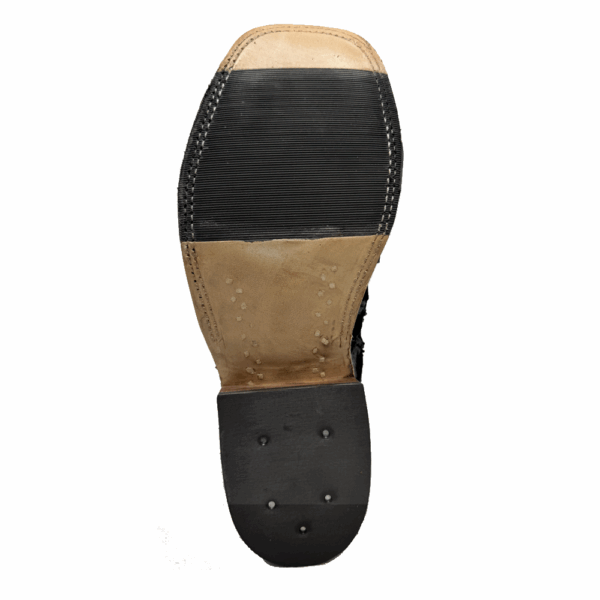 A look at the sole on a pair of Anderson Bean Black Matte Big Bass Men's Western Boot.