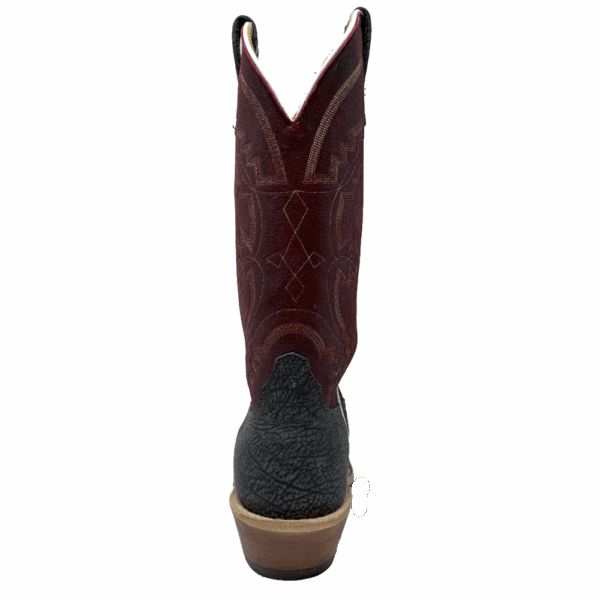 A shot of the heel of an Anderson Bean Black Poseidon Men's Western Boot.