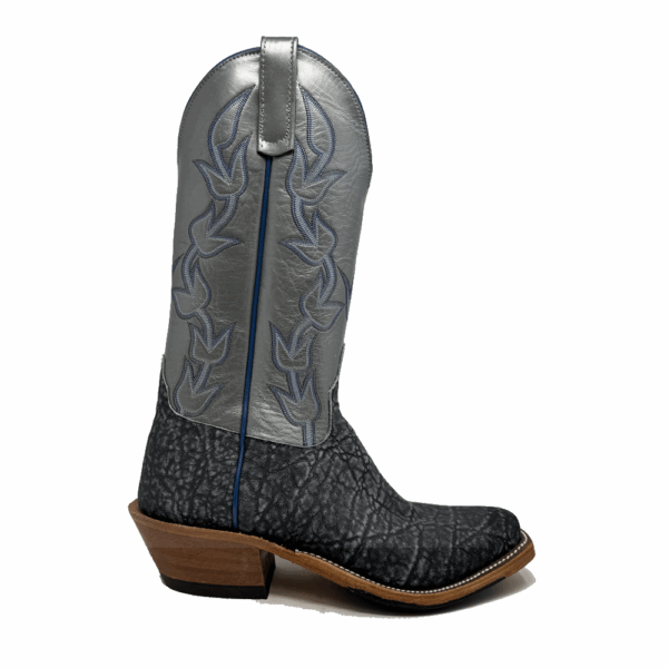 A right profile facing Anderson Bean Blue Safari Elephant Men's Western Boot.