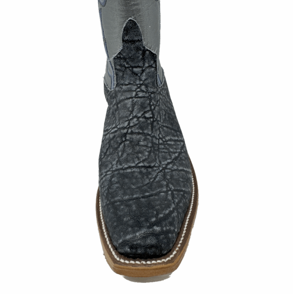 A look at the toe shape of an Anderson Bean Blue Safari Elephant Men's Western Boot.