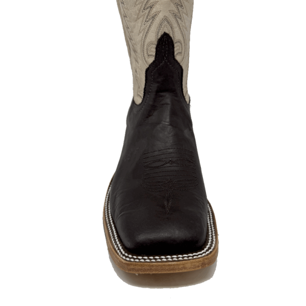 A look at the toe shape of an Anderson Bean Chocolate Remuda Men's Western Boot.