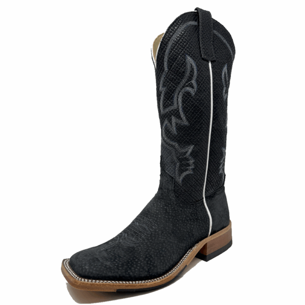 A 3/4 left turned Anderson Bean Grey Carpincho Men's Western Boot.