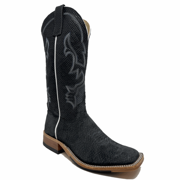 A 3/4 right turned Anderson Bean Grey Carpincho Men's Western Boot.