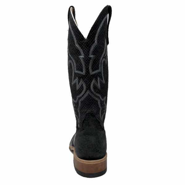 A shot of the heel of an Anderson Bean Grey Carpincho Men's Western Boot.