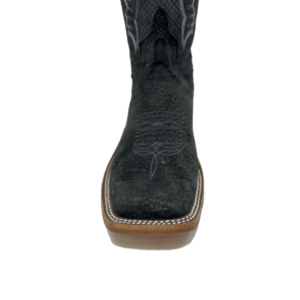 A look at the toe shape of an Anderson Bean Grey Carpincho Men's Western Boot.