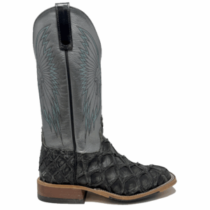A right profile facing Anderson Bean Grey Rustic Big Bass Men's Western Boot.