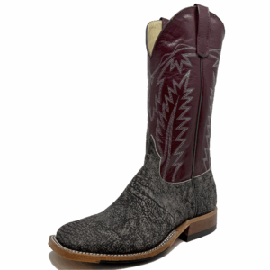 A 3/4 left turned Anderson Bean Grey Safari Giraffe Men's Western Boot.