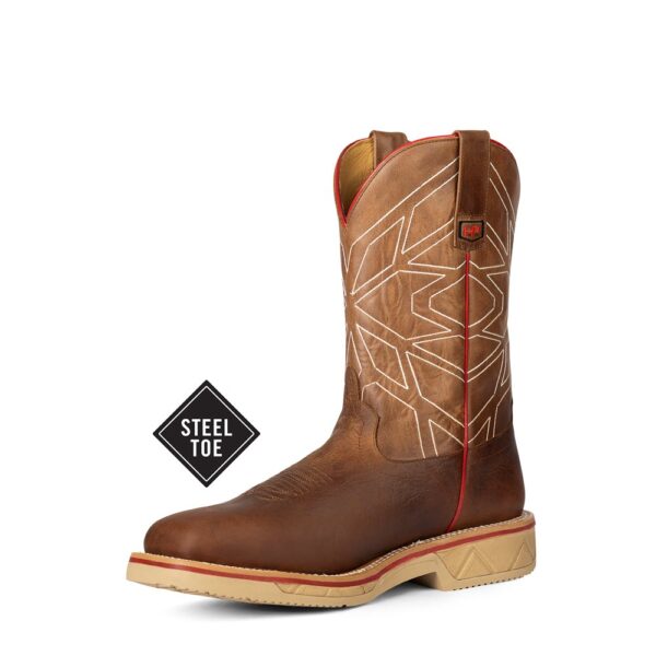 A left 3/4 turned Anderson Bean Horse Power Distressed Bison Men's Steel Toe Pull-On Work Boot.