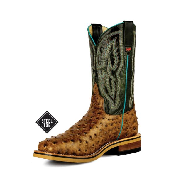 Anderson Bean Horse Power Honey Impostrich Print Men's Steel Toe Pull-On Work Boot.
