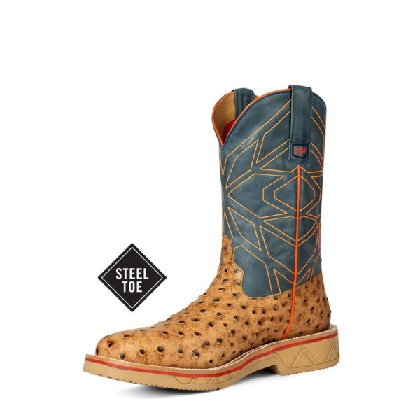 A left 3/4 turned Anderson Bean Horse Power Oryx Impostrich Men's Steel Toe Pull-On Work Boot.