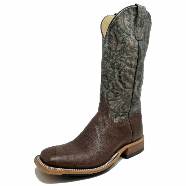 A 3/4 left turned Anderson Bean Kango Tabac Full Quill Ostrich Men's Western Boot.