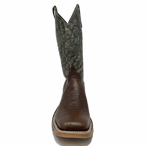 A forward facing look at an Anderson Bean Kango Tabac Full Quill Ostrich Men's Western Boot.