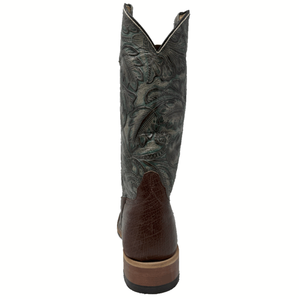 A shot of the heel of an Anderson Bean Kango Tabac Full Quill Ostrich Men's Western Boot.
