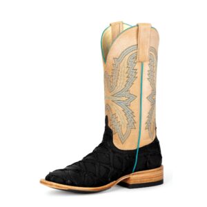 A 3/4 left turned Anderson Bean Macie Bean Top Hand Black Matte Big Bass Women's Western Boot.