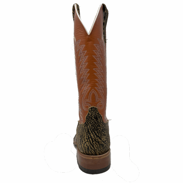 A shot of the heel of an Anderson Bean Mocha Shrunken Shoulder Men's Western Boot.