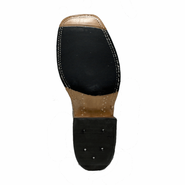 A look at the sole on a pair of Anderson Bean Mocha Shrunken Shoulder Men's Western Boot.
