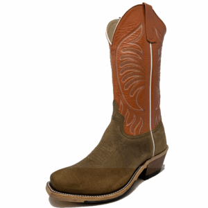 A 3/4 left turned Anderson Bean Natural Brahma Bison Men's Western Boot.