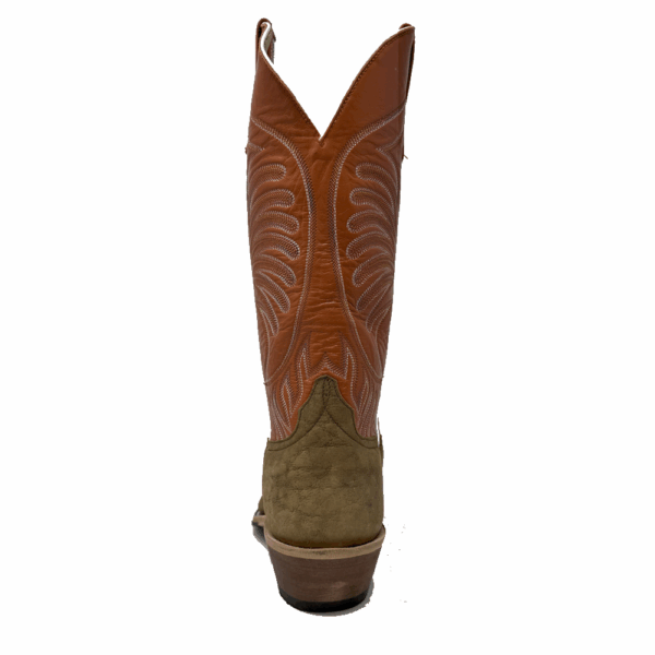 A shot of the heel of an Anderson Bean Natural Brahma Bison Men's Western Boot.
