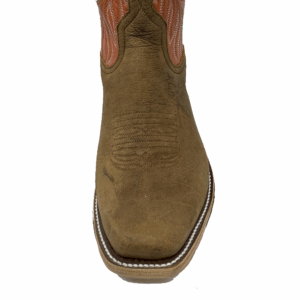 A look at the toe shape of an Anderson Bean Natural Brahma Bison Men's Western Boot.