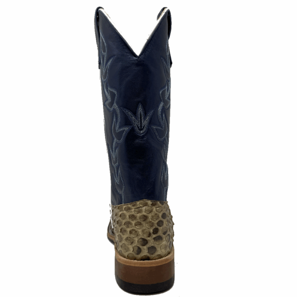 A shot of the heel of an Anderson Bean Natural Matte Giant Python Men's Western Boot.