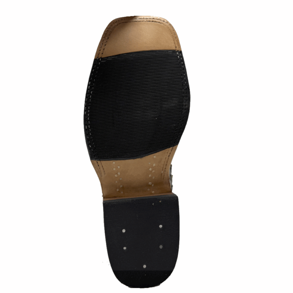 A look at the sole on a pair of Anderson Bean Natural Matte Giant Python Men's Western Boot.