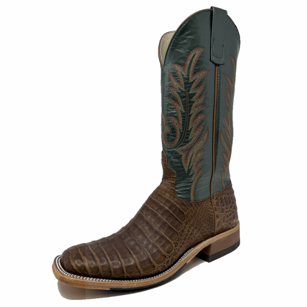A 3/4 left turned Anderson Bean Post Oak Caiman Belly Men's Western Boot.