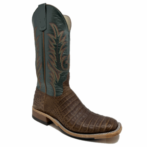 A 3/4 right turned Anderson Bean Post Oak Caiman Belly Men's Western Boot.