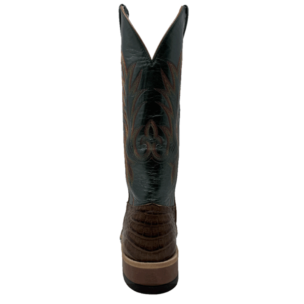 A shot of the heel of an Anderson Bean Post Oak Caiman Belly Men's Western Boot.