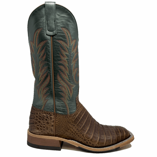 A right profile facing Anderson Bean Post Oak Caiman Belly Men's Western Boot.