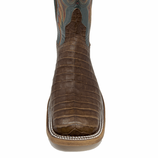A look at the toe shape of an Anderson Bean Post Oak Caiman Belly Men's Western Boot.
