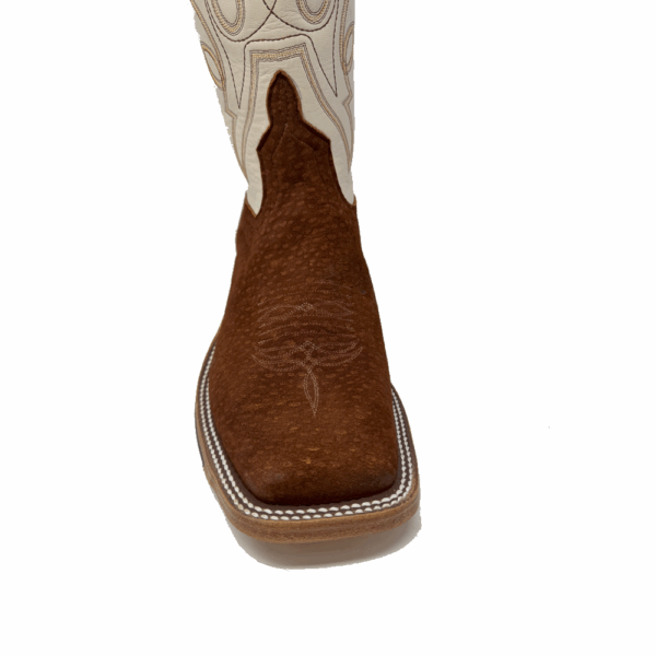 A look at the toe shape of an Anderson Bean Rust Carpincho Men's Western Boot.
