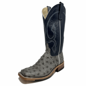 A 3/4 left turned Anderson Bean Serpentine Bruciato Ostrich Men's Western Boot.