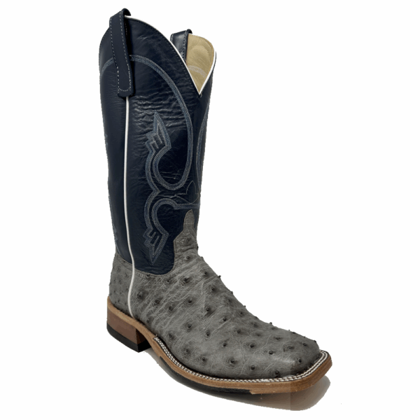 A 3/4 right turned Anderson Bean Serpentine Bruciato Ostrich Men's Western Boot.