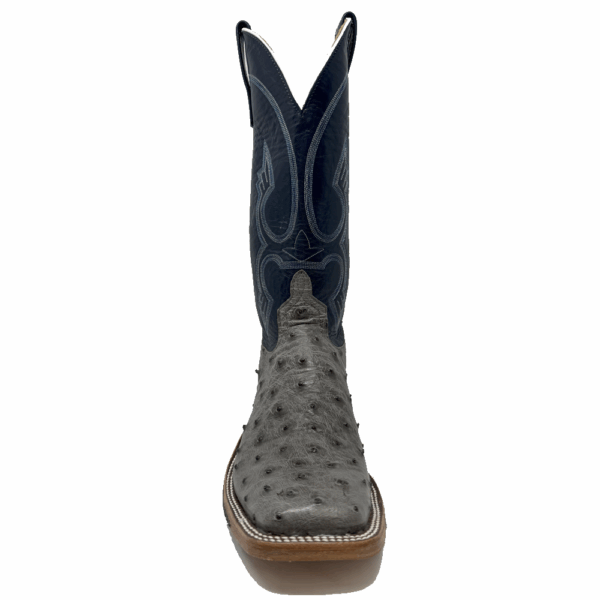 A forward facing look at an Anderson Bean Serpentine Bruciato Ostrich Men's Western Boot.