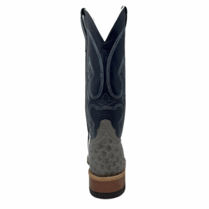 A shot of the heel of an Anderson Bean Serpentine Bruciato Ostrich Men's Western Boot.