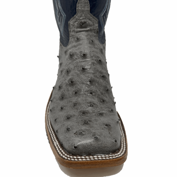 A look at the toe shape of an Anderson Bean Serpentine Bruciato Ostrich Men's Western Boot.