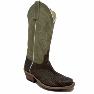 A 3/4 right turned Anderson Bean Tan Safari Shark Men's Western Boot.
