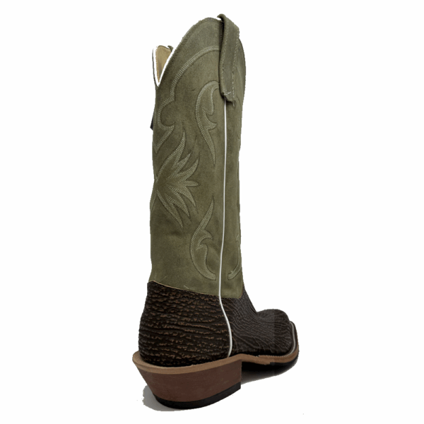 A shot of the heel of an Anderson Bean Tan Safari Shark Men's Western Boot.