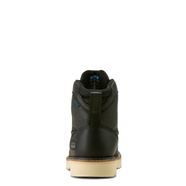 A look at the back and heel of an Ariat Rebar Lift 6" Waterproof Work Boot.
