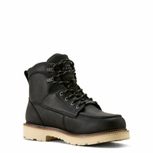 A 3/4 turned Ariat Rebar Lift 6" Waterproof Work Boot.