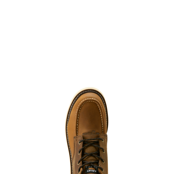 A look at the toe shape of an Ariat Rebar Lift Chukka MetGuard Composite Toe Work Boot.