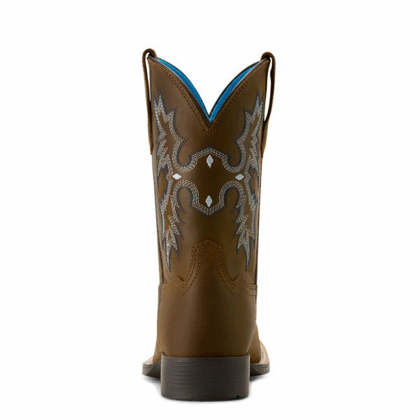 A look at the back and heel of an Ariat Tombstone Wide Square Toe Kid's Western Boot.