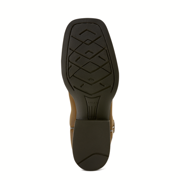 A look at the sole of an Ariat Tombstone Wide Square Toe Kid's Western Boot.