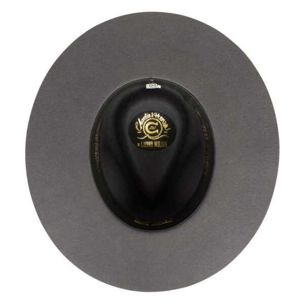A shot of the underbrim on a Charlie 1 Horse Smoke Ain't Clear Felt Western Hat.