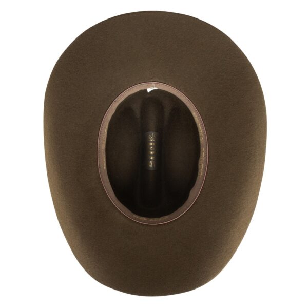 A shot of the underbrim on a Charlie 1 Horse Songbird Felt Western Hat.