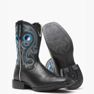 A 3/4 turned pair showing off the sole of a Durango Westward Women's Midnight Sky Western Boot.