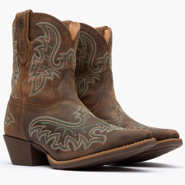 A 3/4 turned pair of Durango Women's Shyloh Driftwood Pony Boots.