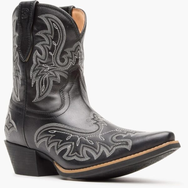 A 3/4 right turned Durango Women's Shyloh Polished Black Onyx Pony Boot.