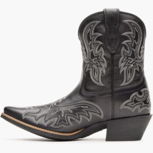 A left profile facing Durango Women's Shyloh Polished Black Onyx Pony Boot.