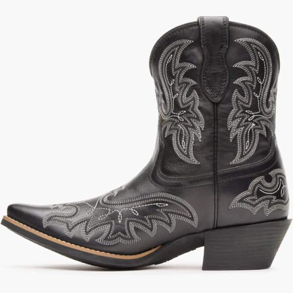 A left profile facing Durango Women's Shyloh Polished Black Onyx Pony Boot.